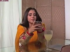 Brunette Indian Chick Moans While A Friend Eats...